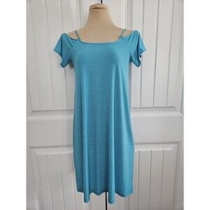 Michael Kors Tile Blue Cold Shoulder Swim Coverup Sz XS Ditzy Daisy Floral